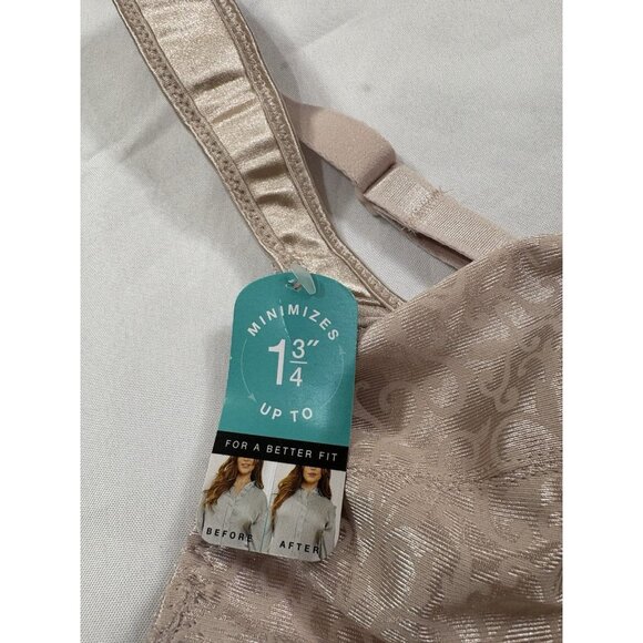 NWT Bali Satin Tracings Full-Figure Minimizer Bra DF3562 Size 36C Nude - Picture 2 of 7